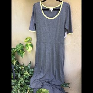 LULAROE ANA LONG DRESS NWT 2XL Charcoal Gray